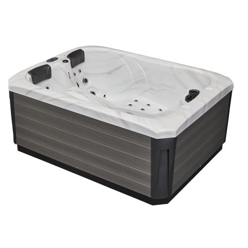 Largo 3 Person Hot Tub, Studio Series, 34 Adjustable Massage Jets, 2 Ultra Comfortable Lounge Seat, 2 Cushioned Neck Pillows, WS-696-CG