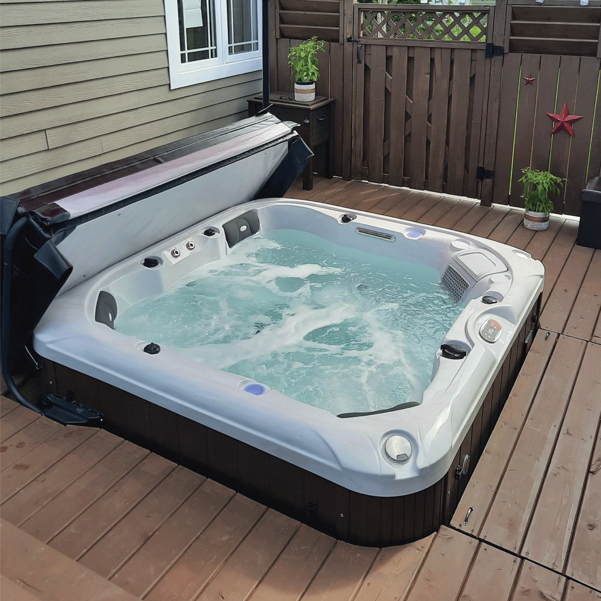 Cambridge Hot Tub, 6-Person, 34 Hydrotherapy Jets, Waterfall & Aromatherapy, KH-10141, 847028000823